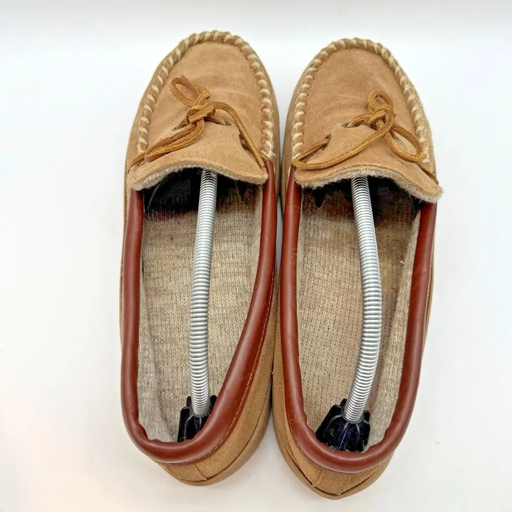 Cabela's Thinsulate 100g Slip On Moccasin Mens 10W Brown Suede Knit Lined Loafer